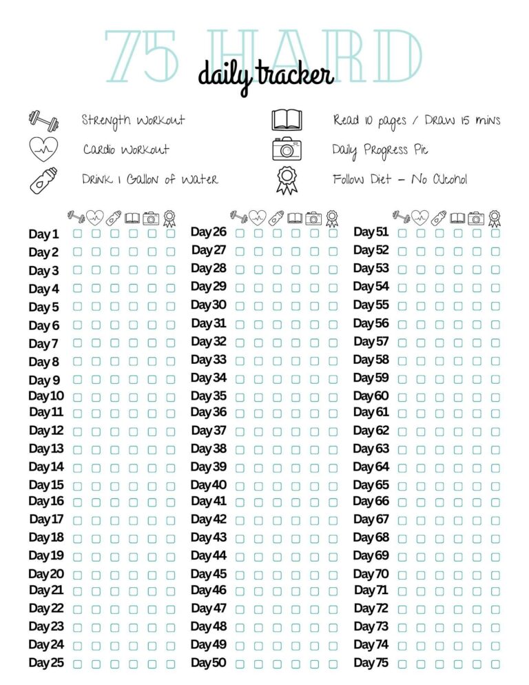Here s A Printable I Made Use As You Please R 75HARD