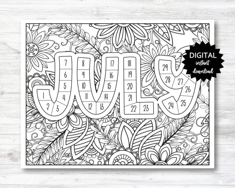 July Habit Tracker Coloring Sheet Printable Month Habit Tracker Color ItsAwhoot