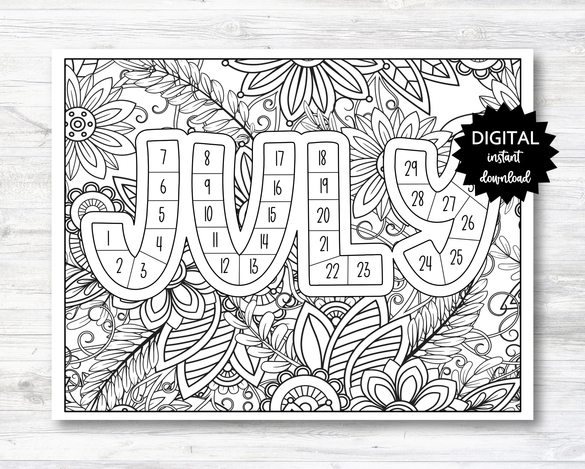 July Habit Tracker Coloring Sheet Printable Month Habit Tracker Color ItsAwhoot