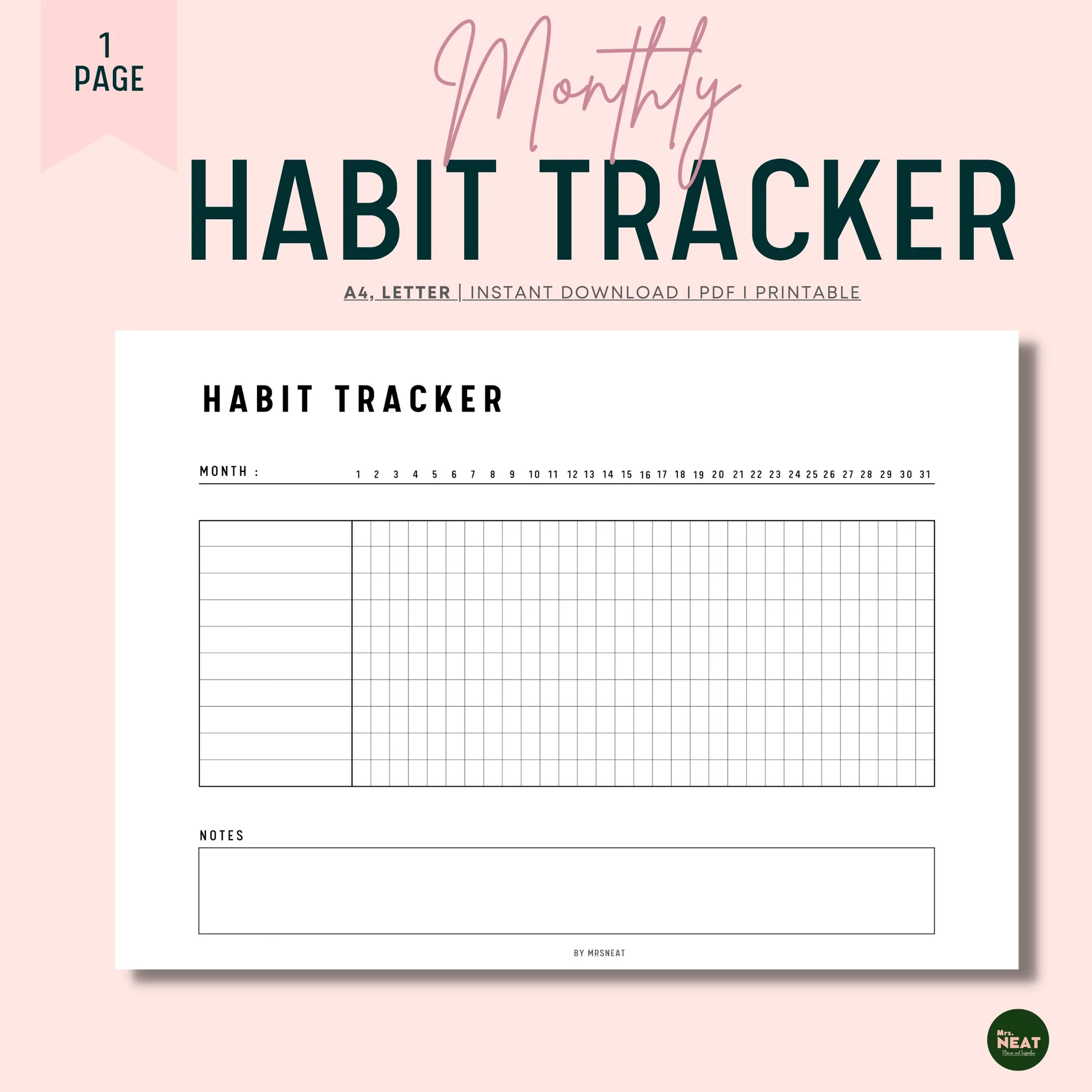 Free Printable Habit Tracker Square Trail