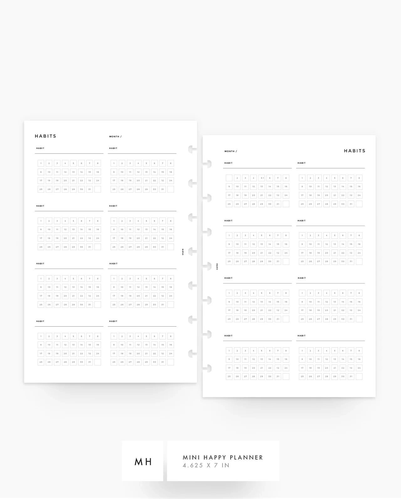 Monthly Printable Happy Planner Habit Tracker