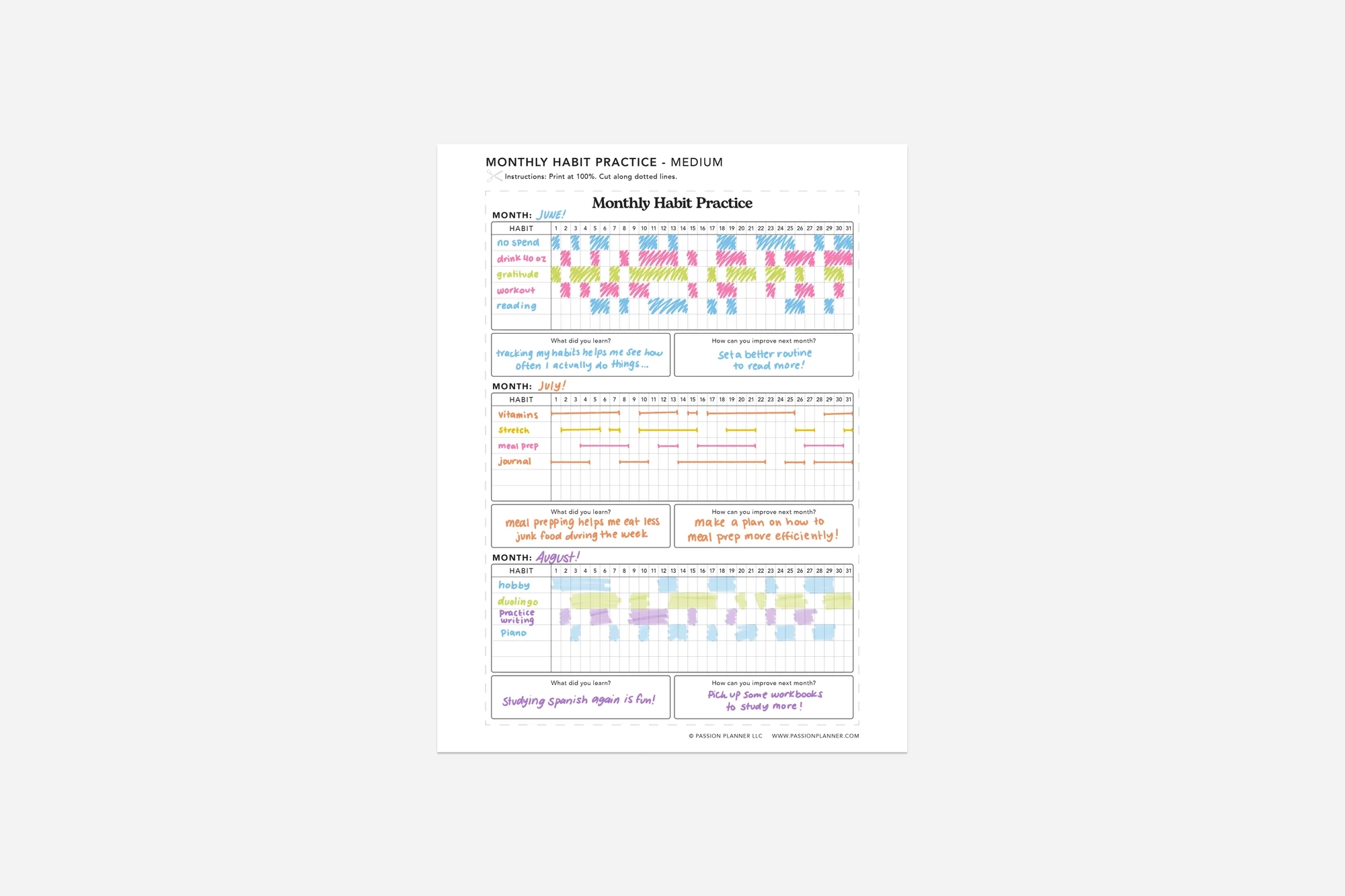 Monthly Habit Tracker Free Printable Passion Planner