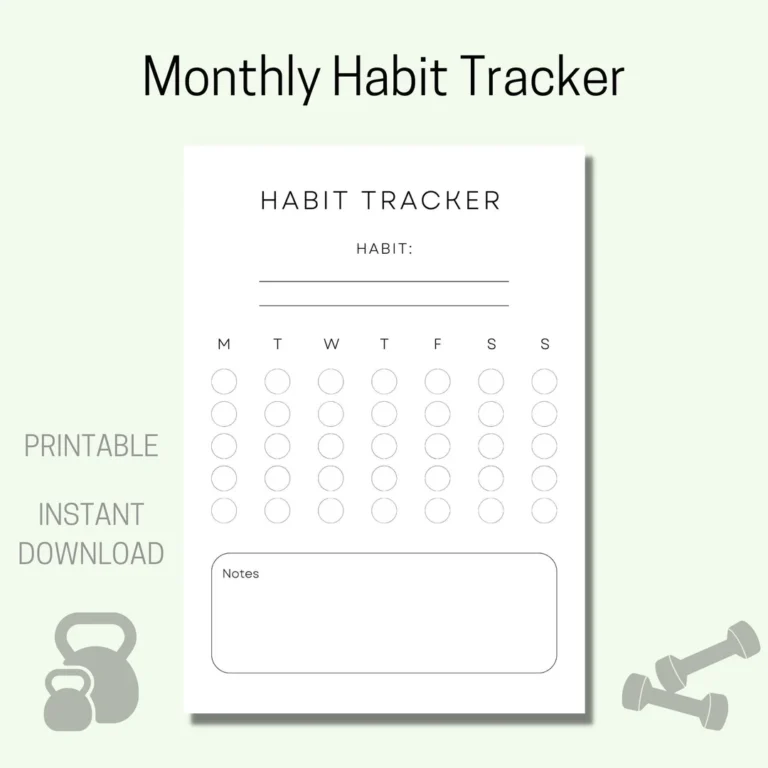 Monthly Habit Tracker Printable Habit Tracker Template Minimalistic Habit Tracker Health And Fitness Tracker Goal Setting Etsy