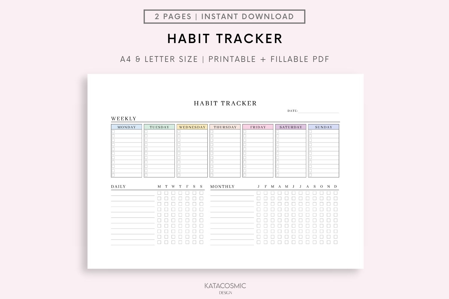 Cute Daily Habit Tracker Printable