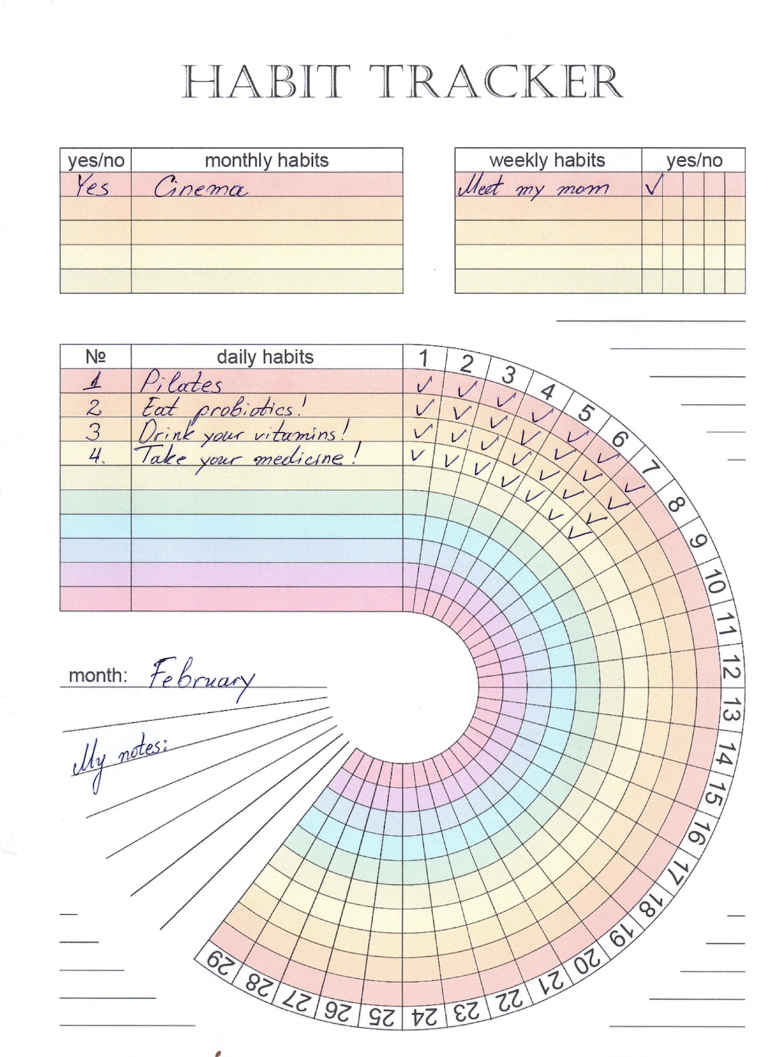 Printable Circular Habit Tracker