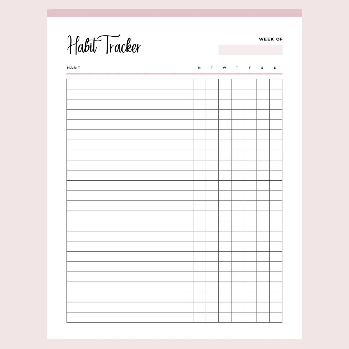 Printable Blank Habit Tracker
