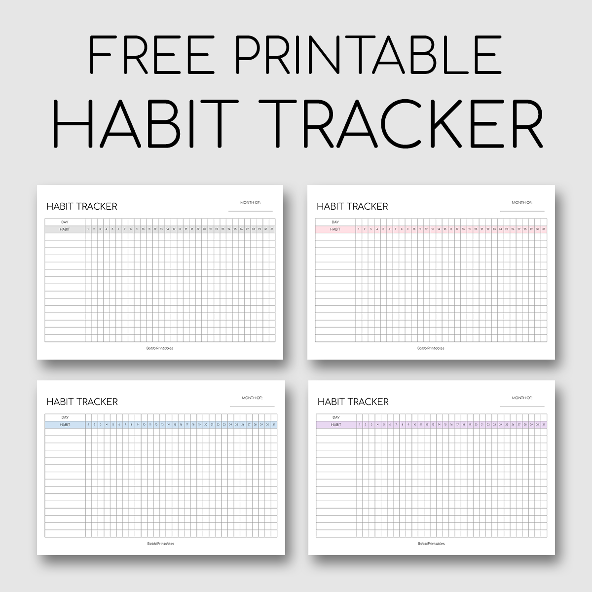 Printable Habit Tracker Template Free