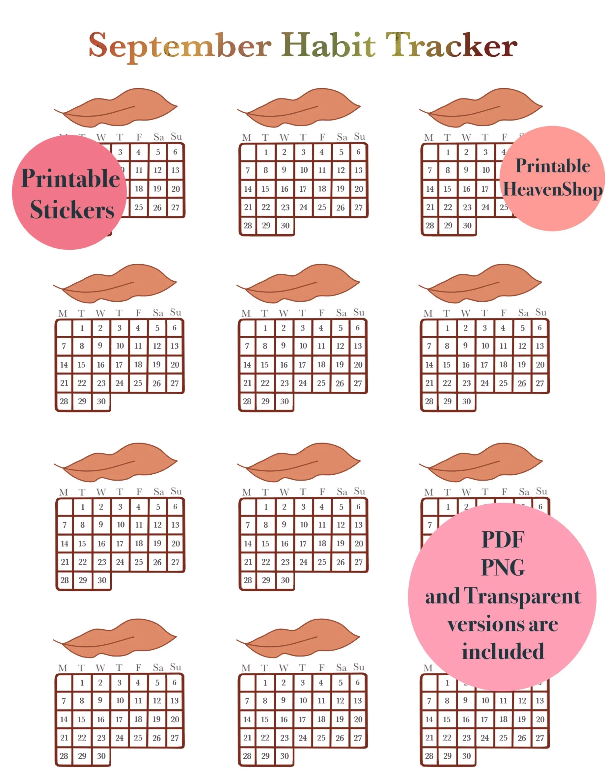 September Habit Tracker Printable