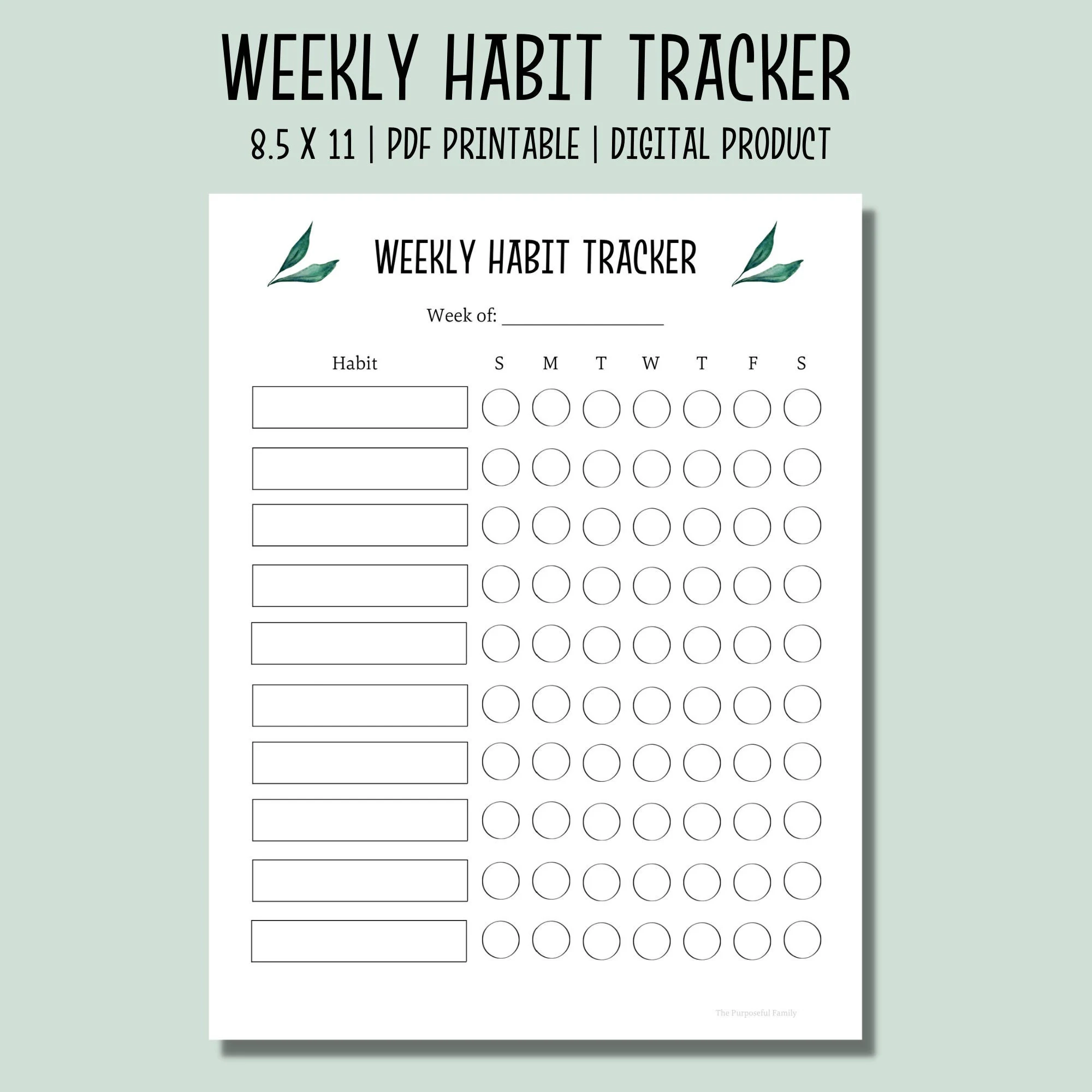 Weekly Habit Tracker Printable Habit Tracker Chart Daily Habit Tracker PDF Weekly Checklist Etsy