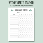 Weekly Habit Tracker Printable Habit Tracker Chart Daily Habit Tracker PDF Weekly Checklist Etsy