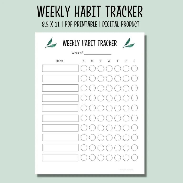 Weekly Habit Tracker Printable Habit Tracker Chart Daily Habit Tracker PDF Weekly Checklist Etsy