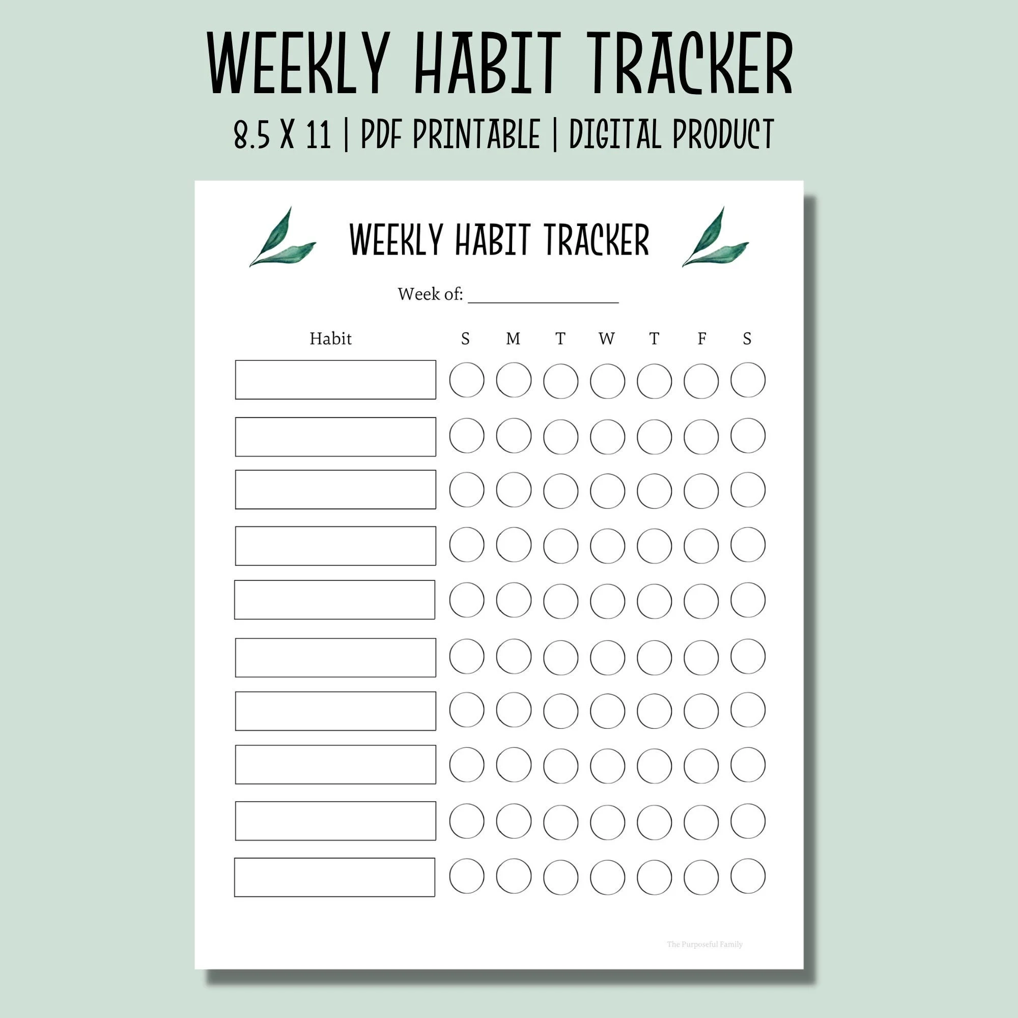 Weekly Habit Tracker Printable Habit Tracker Chart Daily Habit Tracker PDF Weekly Checklist Etsy