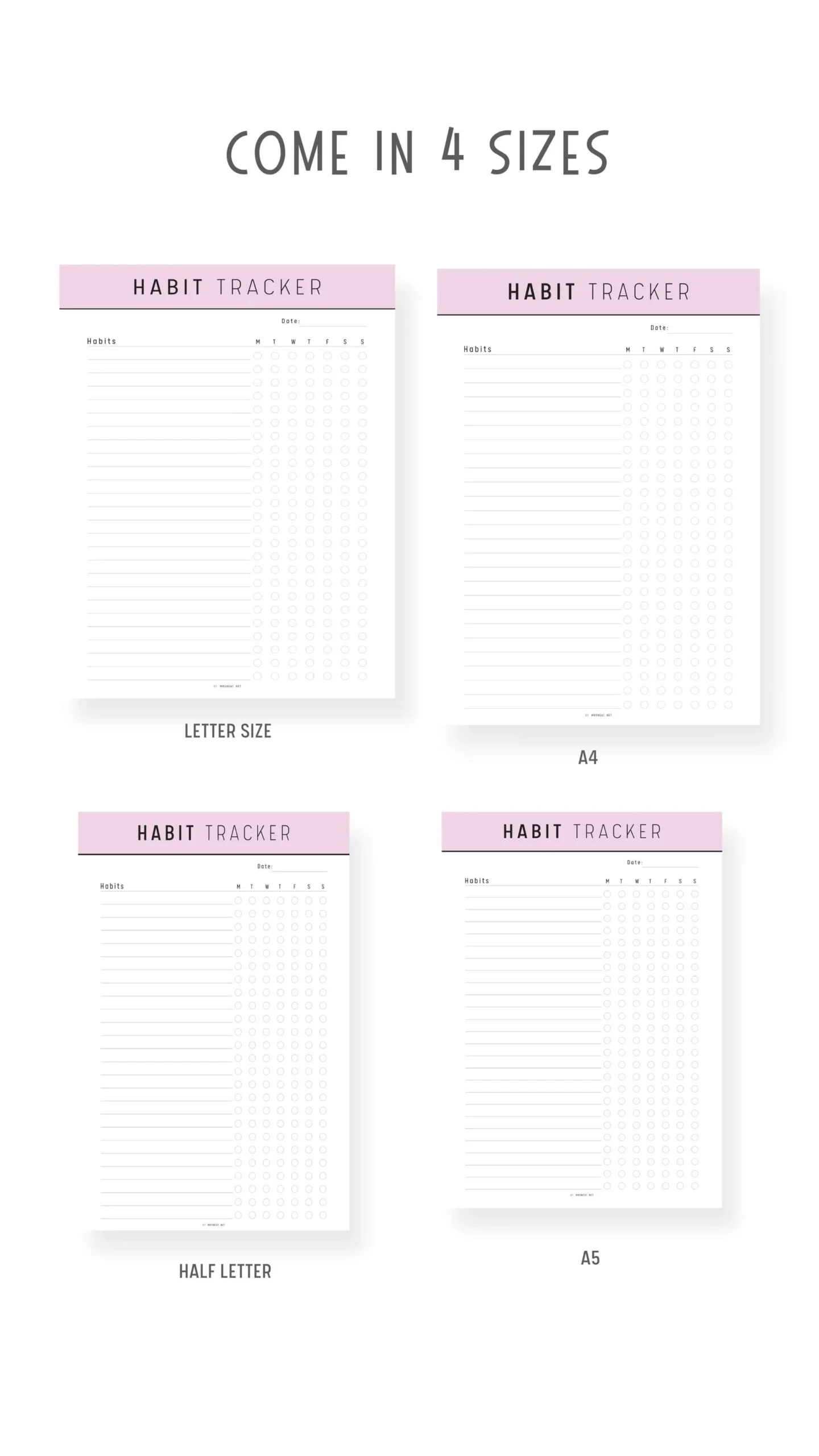Weekly Habit Tracker Template Printable M271 Mrsneat
