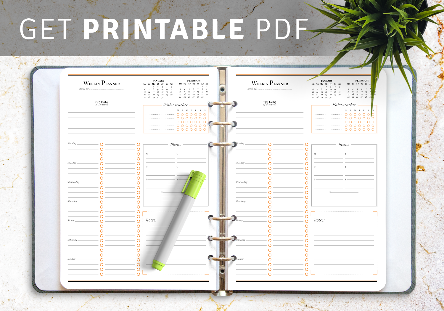 Weekly Planner With Habit Tracker Printable