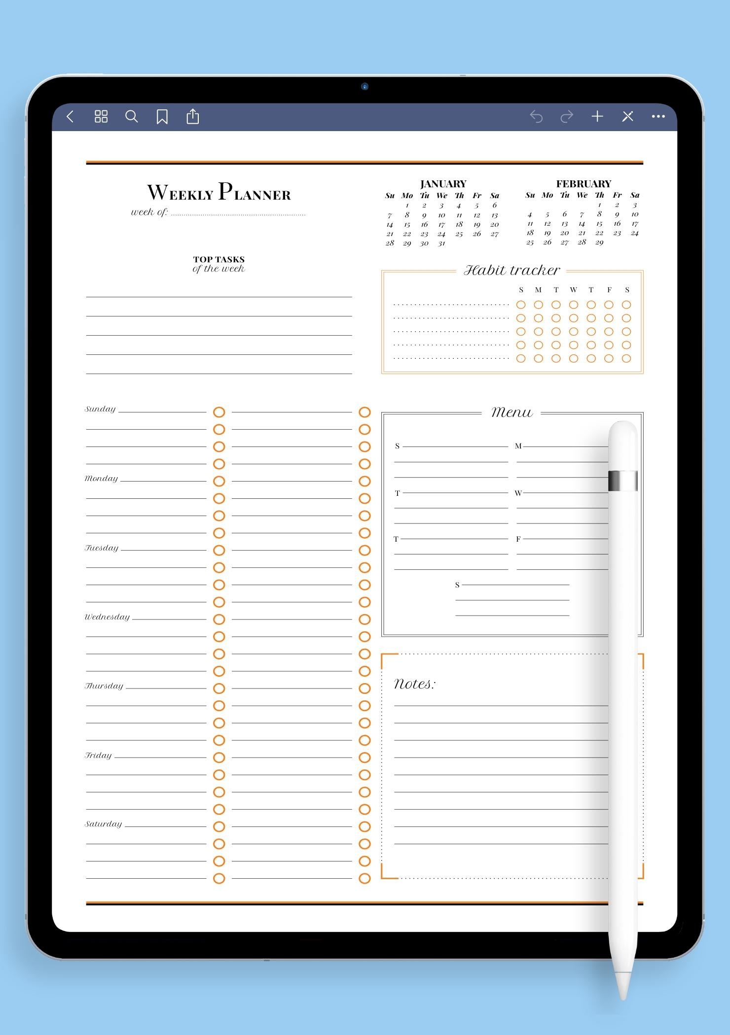 Weekly Planner With Habit Tracker Organize Build Habits
