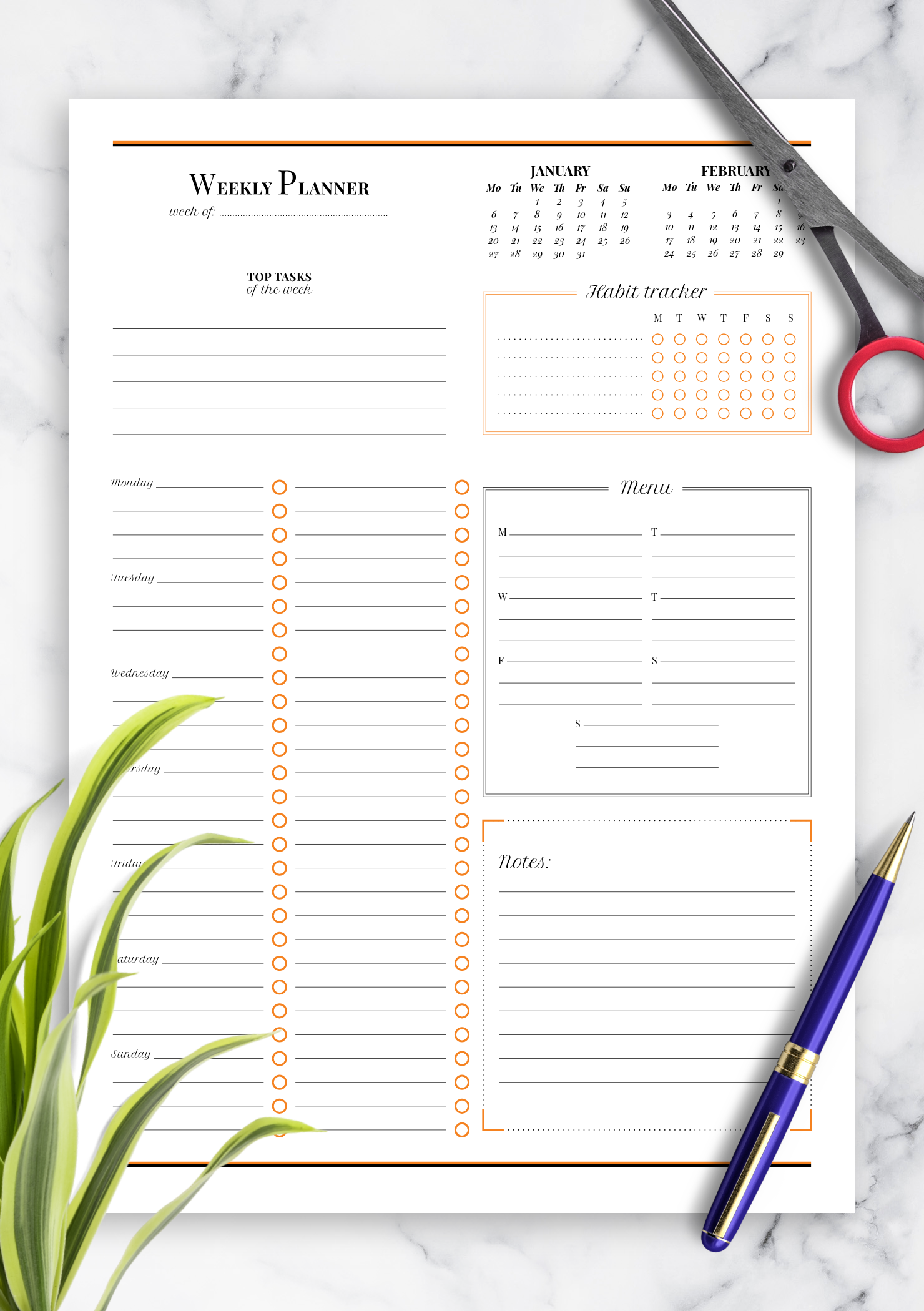Weekly Planner With Habit Tracker Organize Build Habits