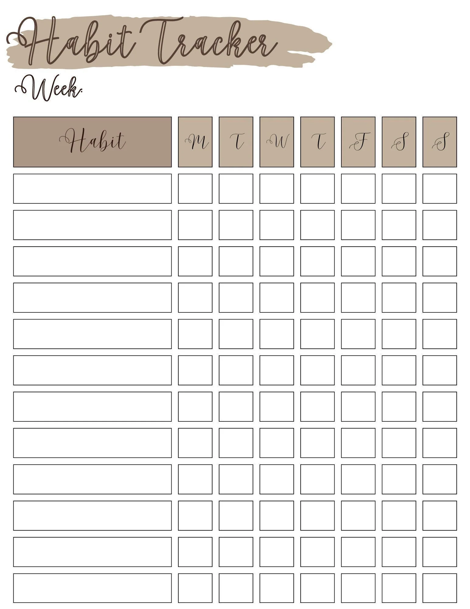 Weekly Printable Minimalistic Aesthetic Habit Tracker Brown Printable Goal Planner Printable And Downloadable Routine Tracker Etsy